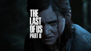 Ellie looks at the camera with anger, blood is on her face and the The Last of Us Part 2 logo is next to her face.